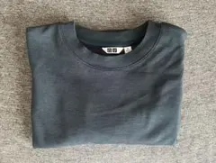 UNIQLO エアリズムコットンオーバーサイズT ボーダー　5分袖　ブルー　M