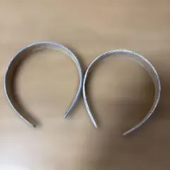 水色 チェック柄 ヘアバンド 2個セット