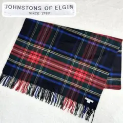 美品✨ジョンストンズ 大判 ストール カシミヤ ブラックスチュワート