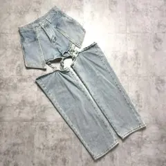 【ドッキングデニム】 チェーン ハイウエスト 美脚 Y2K 韓国 ストリート