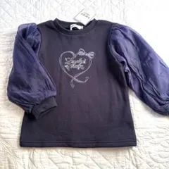 新品未使用☆SLAP SLIP ロゴ刺繍トレーナー ネイビー ボリューム袖110