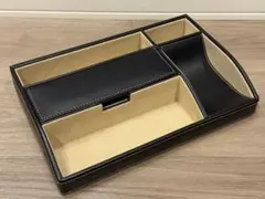 【美品】本革製 小物入れ アクセサリーケース 収納ボックス ブラック