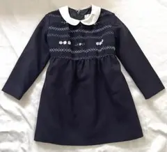 アートレター　スモッキング刺繍ワンピース　100 ネイビー