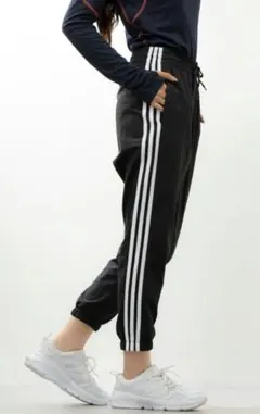 【極美品】adidas アディダス 3本ライン ジョガーパンツ 黒 S ボトムス