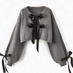 新品タグ付♡ROMWE ロムウェ♡ニット♡リボン ショートカーディガン