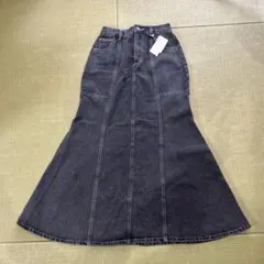 デニム ロングスカート グレー無地