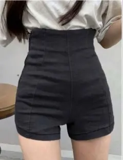 SHEIN ハイウエスト サイドジッパー ショートパンツ デニム