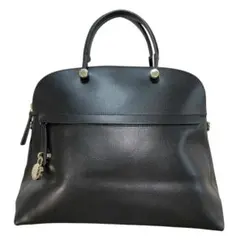 超美品★FURLA フルラ パイパー L 型押し レザー 2WAY ハンド ショルダー トート バッグ 黒 ブラック ゴールド金具 イタリア製 本物保証 フルラ パイパー（素材（生地・毛糸）本革）（レディース