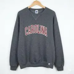 ラッセルアスレティック カロライナロゴ スウェットトレーナーグレー灰色L古着