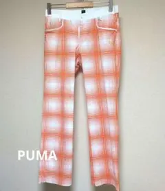 プーマ PUMA ゴルフ パンツ オレンジチェック柄メンズ