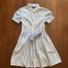 Polo 半袖ワンピース 白と青のストライプのサムネイル