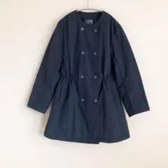 JUNKO SHIMDA PART2◇ノーカラー コート 軽量 アウター 紺 L