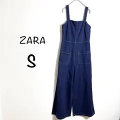 ZARA ザラ レディース サロペット オールインワン ネイビー S デニム風のサムネイル