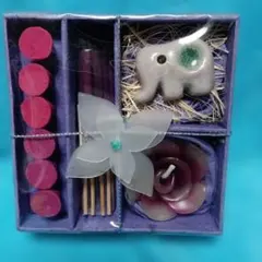 お香と陶器の象・花型キャンドルセット