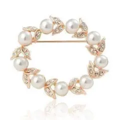 ブローチ　パール　ビシュー　リース　ゴールド　入学式　結婚式　フォーマル