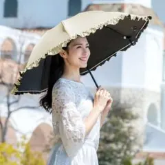 芦屋ロサブラン 日傘 完全遮光 晴雨兼用 フリル ショートサイズ 50cm