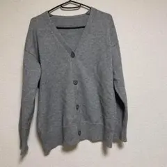 ❤️レディースカーディガン❤️ 長袖 グレー Vネック 5ボタン