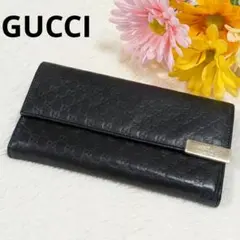 美品✨️グッチ 長財布 GGキャンバス Wホック ロゴプレート フラップ