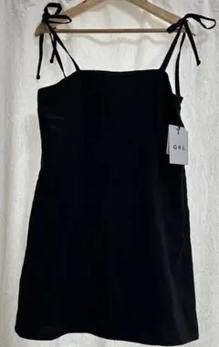 GRL リボンストラップキャミソールミニワンピース　ブラック　S