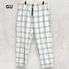 GU チェック柄 シェフパンツ M アイボリー リラクシー 清潔感 古着MIX
