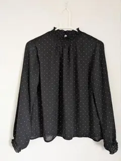 本日値下　GLACIER 長袖ブラウス　ドット　ブラック　М