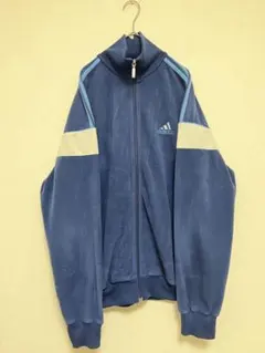 希少 90s adidas トラックジャケット スエード 青 白 古着