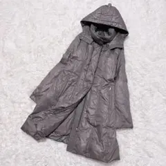 Mixing Blue✨L グレージュ　ダウンコート フード脱着可　美シルエット