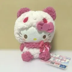 【匿名配送】ハローキティ　もこもこパンダぬいぐるみ　ピンクのキティ♡のサムネイル
