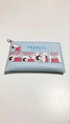 スヌーピーフラットミニポーチ　水色