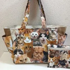 リアルねこさん　ハンドメイド　　　　　トートバッグ♡ミニポーチ