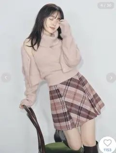 SNIDEL ロービングチェックミニスカート