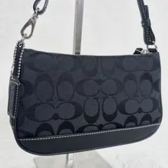 美品✨COACH コーチ アクセサリーポーチ シグネチャー ブラック キャンバス
