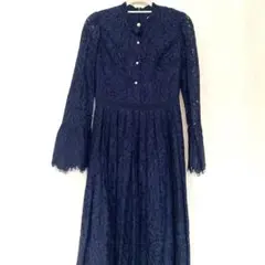 GIRL ネイビー　総レース　ワンピース