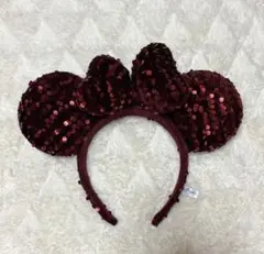 ミニー カチューシャ スパンコール ベロア 赤