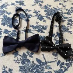 子供用 蝶ネクタイ ネイビー・ブラック・ドット 2点セット