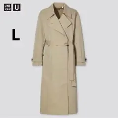 美品 UNIQLO ユニクロユー L ベージュ トレンチコート ロング丈のサムネイル