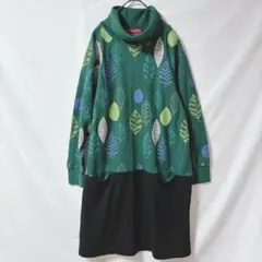 graniph グラニフ 葉柄 タートルネックチュニックワンピース ドッキング