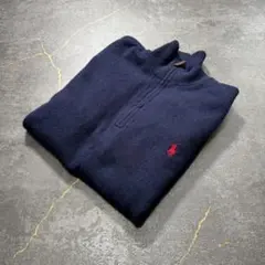 RALPH LAURENメリノウールハーフジップニットXLネイビーラルフローレン