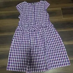BeBe ノースリーブワンピース 130cm 紫チェック