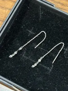 大特価‼️美品✨k10ホワイトゴールドのチェーンアメリカンピアス