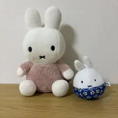 nijntje ミッフィー　ぬいぐるみ　おきあがりこぼし ブルー花柄