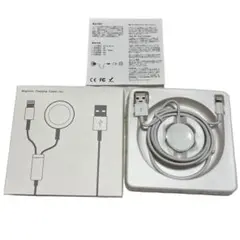 マグネット式充電ケーブル 2in1 アップルウォッチ 充電器 １m 白 同時充電