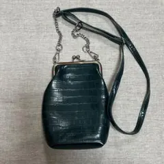 niko and ダークグリーン クロコダイル風 がま口ショルダーバッグ