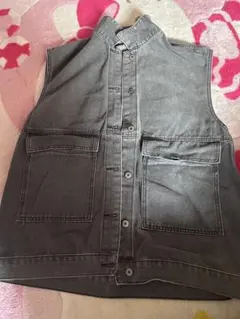 グレー デニム ノースリーブジャケット