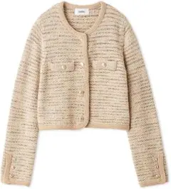 【新品タグ付き】スナイデル SNIDEL ツイードニットカーデ BEG