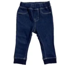 ダークブルー デニムパンツ ゴムウエスト