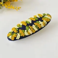 【ヘアアクセサリー】ミモザ 刺繍 ヘアピン ハンドメイド 春