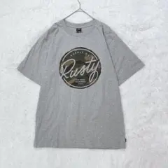 新品タグ付き◇ラスティ RUSTY プリントロゴTシャツ 半袖 L グレー 迷彩