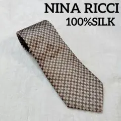 NINA RICCIニナリッチ ムッシュ ネクタイ シルク ブラウン チェック柄のサムネイル