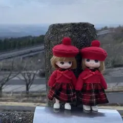 M2602ミキちゃんマキちゃん　赤チェックワンピース コーディネート